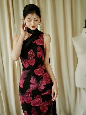 "Shadow" fishtail streamer robe knot bride engagement annual party dress - Yandan_Hanfu