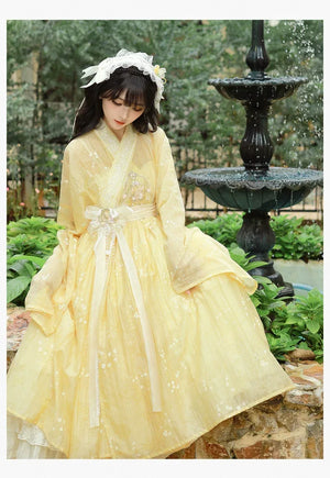 Enamel Elegance – Modern Hanfu Women's Autumn Set | Ming-Style Tieli with Sheer Overlay Skirt in Tencel - Yandan_Hanfu