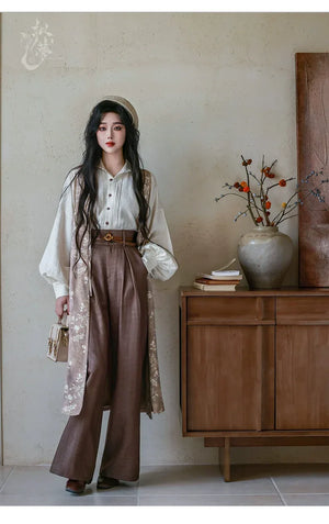 “Seventy-Two Haze” – New Chinese Blouse & High-Waisted Trousers | South-of-France Holiday Edition - Yandan_Hanfu