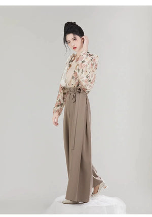 Qianmo Summer Hanfu Set – Song-Style Strap Top, Wide-Sleeve Shirt & Relaxed Pants for Women - Yandan_Hanfu