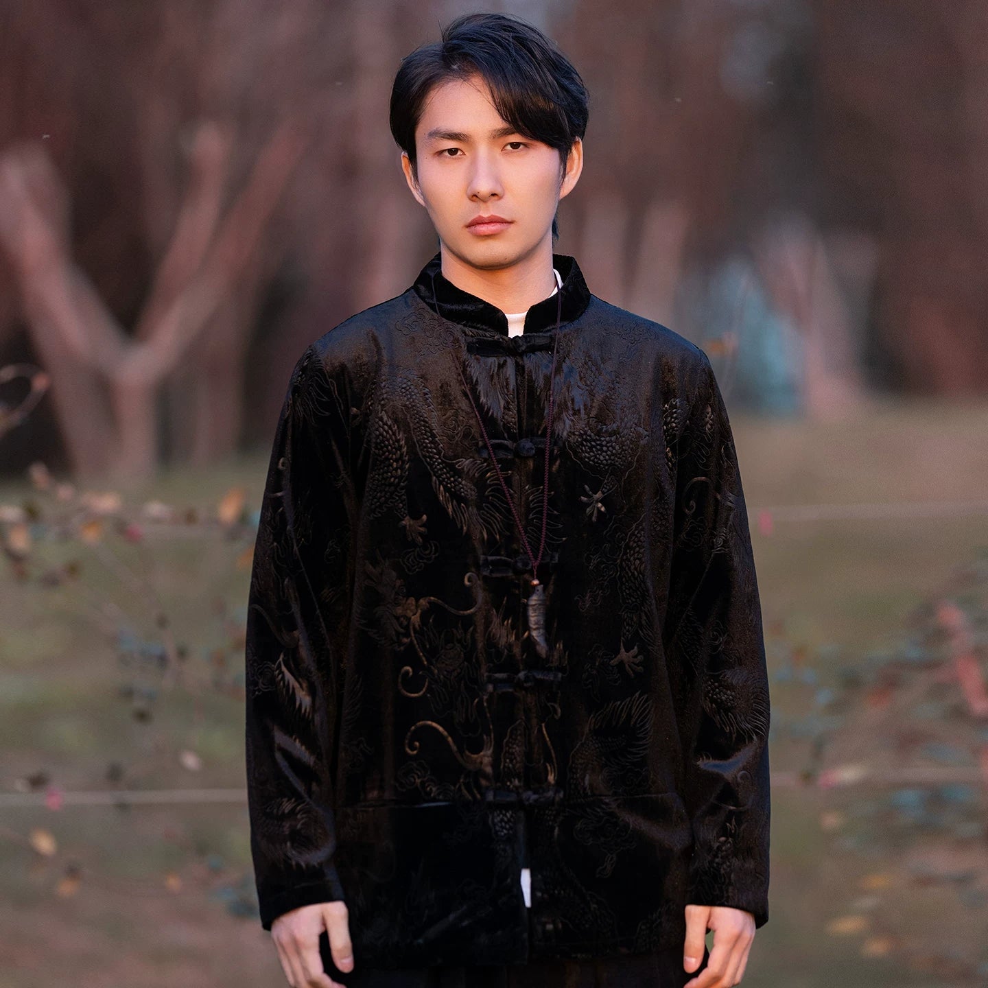 New Chinese Velvet Tang Suit Jacket | Improved Mao Suit Men's Top