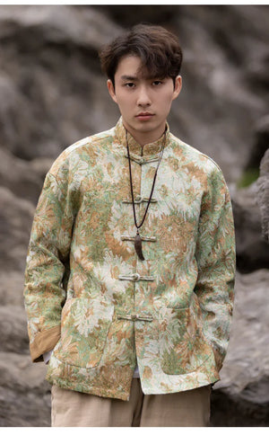 New Chinese Tang style men's button-up printed jacket - Yandan_Hanfu