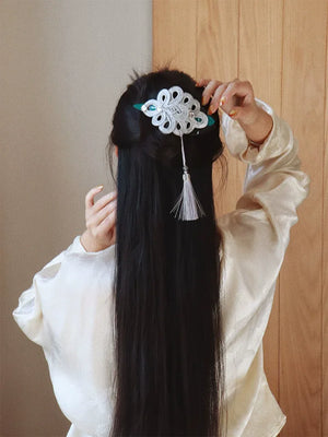 Realm of Grace – New Chinese Style Vintage Hair Claw | Elegant Tassel Shark Clip & Duckbill Barrette - Yandan_Hanfu