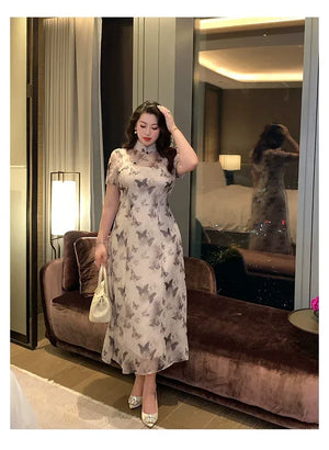 Ink-Butterfly Qipao – Elegant New Chinese Dress with Vintage Charm - Yandan_Hanfu