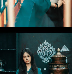 Peacock blue Tibetan clothing, Tibetan minority, chic primitive tribal clothing - Yandan_Hanfu