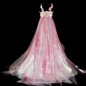 Pink Hanfu women's large-sleeved shirt chest-length embroidery spring and summer - Yandan_Hanfu