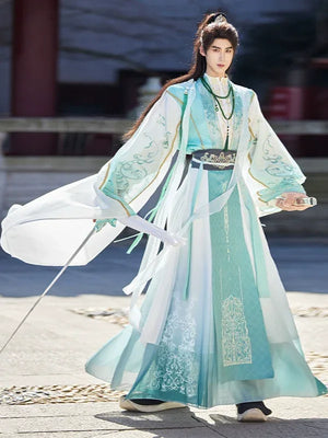 Junlin | Unisex Traditional Hanfu Set – Flowing Wide-Sleeve Xianxia-Inspired Outfit for Spring & Summer - Yandan_Hanfu