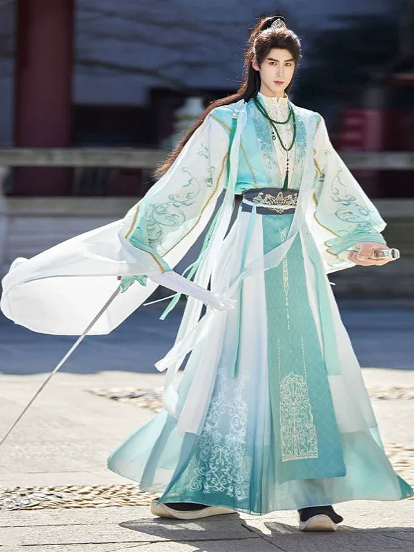 Junlin | Unisex Traditional Hanfu Set – Flowing Wide-Sleeve Xianxia-Inspired Outfit for Spring & Summer - Yandan_Hanfu