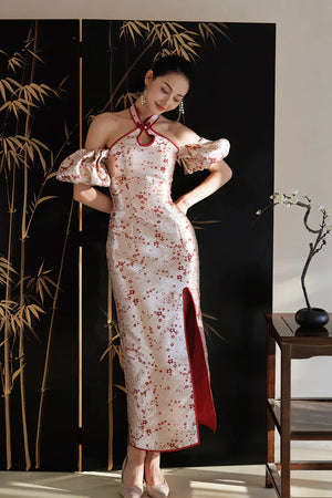 "Huanmei" red cheongsam bride wedding dress toast dress engagement - Yandan_Hanfu