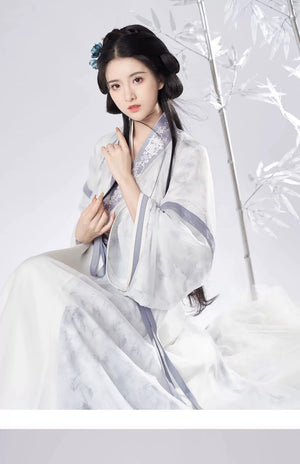 Ink Blue Jin Dynasty Hanfu Separates and 3-Piece Set - full outfit view