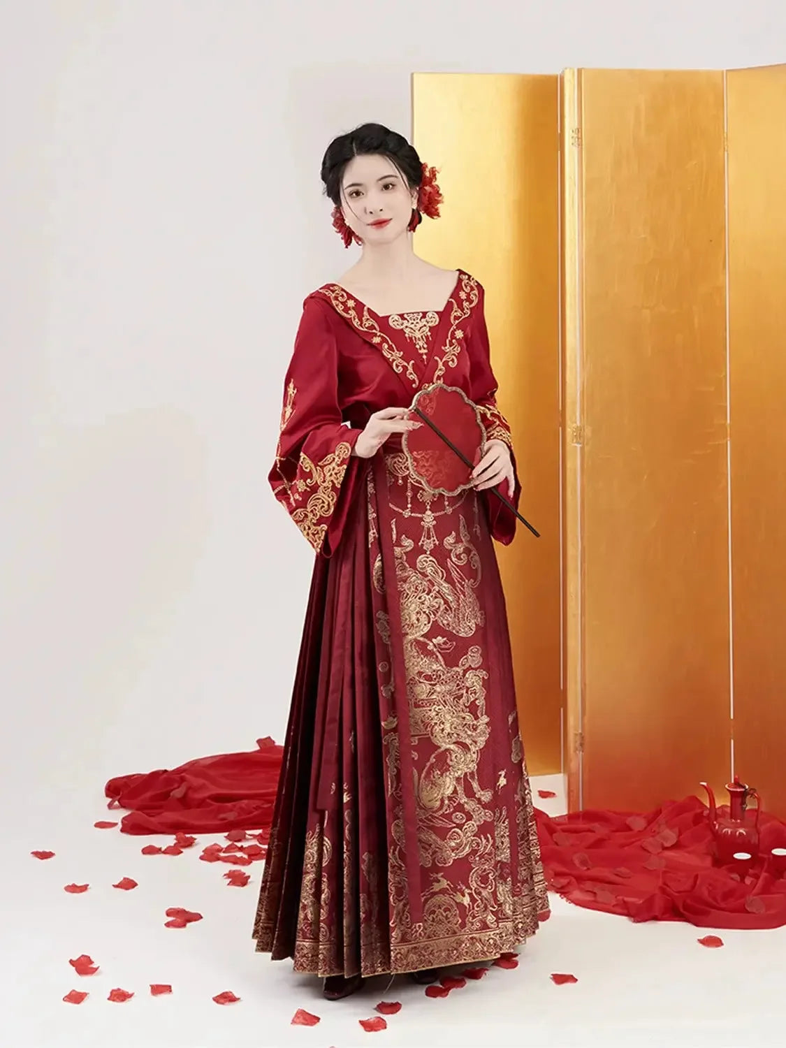 Perfect Harmony Bridal Hanfu – New Chinese Style Mamian Skirt Wedding Dress for Engagement & Reception - Yandan_Hanfu