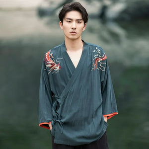 Chinese style cotton and linen retro Hanfu spring and summer Tang suit man - Yandan_Hanfu