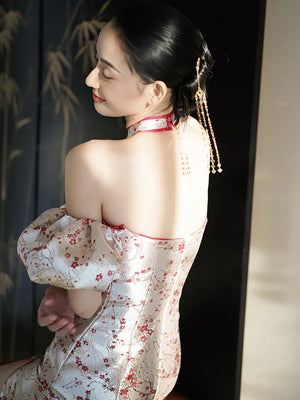 "Huanmei" red cheongsam bride wedding dress toast dress engagement - Yandan_Hanfu