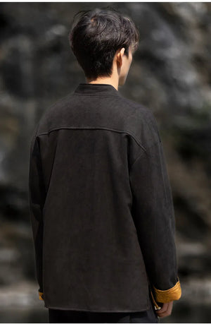 New China style can be worn on both sides, button-down top jacket Tang suit men - Yandan_Hanfu