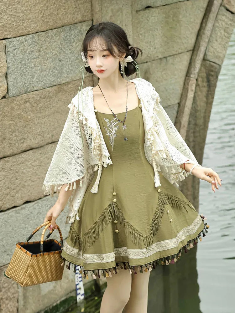 Chinese style cicada Mori exquisite cape Han element sweet Lolita Hanfu - Yandan_Hanfu