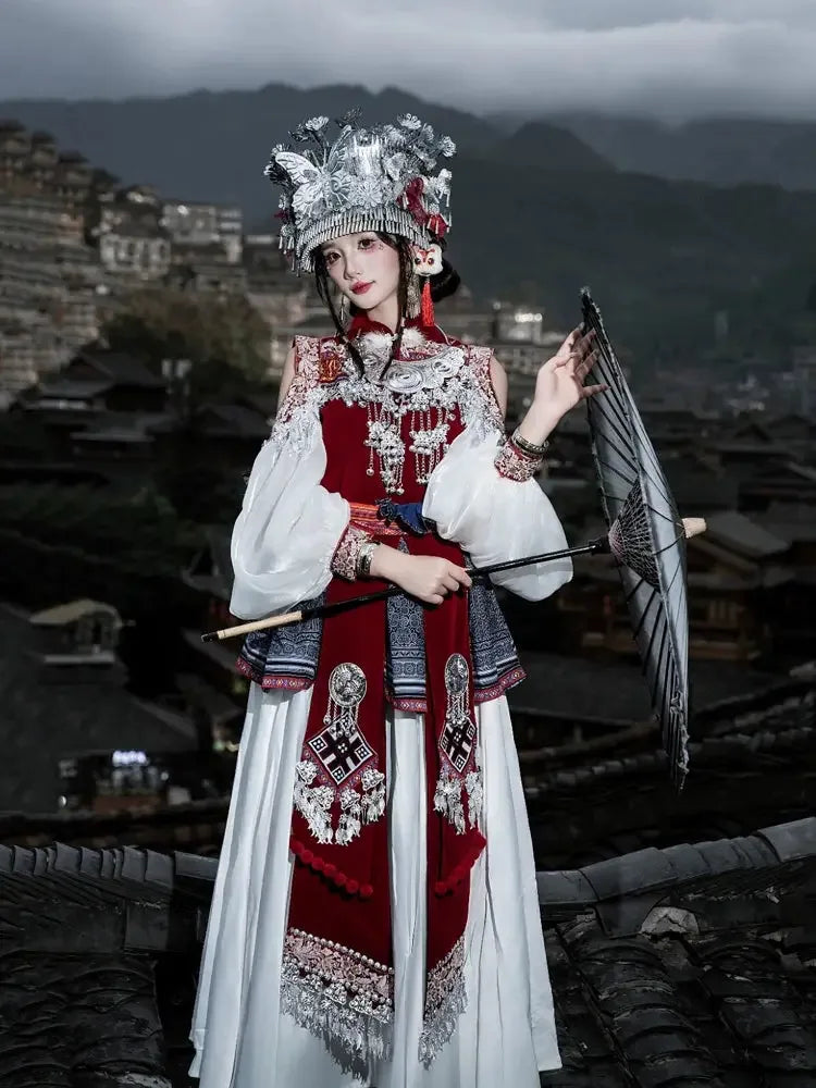 Miao Design Ethnic Tujia Miao Xinjiang Girl outfit - Yandan_Hanfu