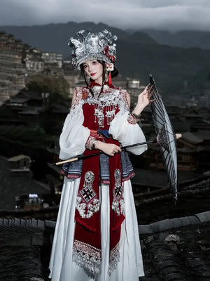 Miao Design Ethnic Tujia Miao Xinjiang Girl outfit - Yandan_Hanfu