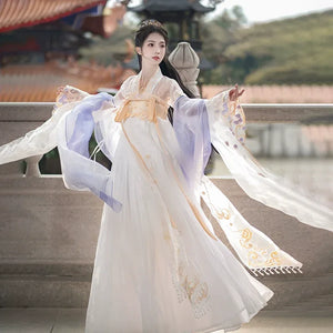 White Hanfu spring and autumn dress daily elegant fairy - Yandan_Hanfu