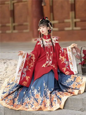 Flower marriage Ming Dynasty Red Hanfu - Yandan_Hanfu