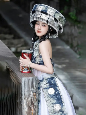 Miao tie-dye clothing female minority Hunan Guizhou Yunnan ethnic style - Yandan_Hanfu