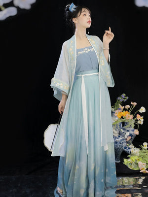 Song dynasty | Traditional Green&Blue Chinese Hanfu daily Spring and Summer new style - Yandan_Hanfu