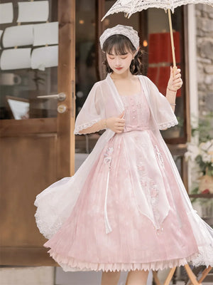 Smoke Fendai Hanfu antique lolita cute sweet Han element two-piece set - Yandan_Hanfu
