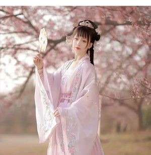 Song Dynasty Han pink Clothing Fairy Elegant Chinese Style Xiachu Ancient Clothing Spring and Autumn - Yandan_Hanfu