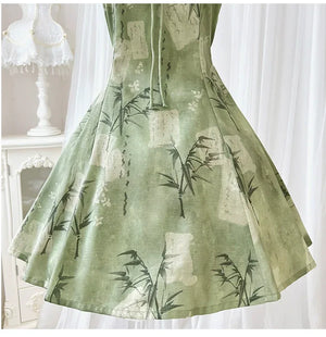 【Whisper of Bamboo】 Sweet Hanfu-Inspired Dress – Modern Chinese Style with Camisole Design - Yandan_Hanfu