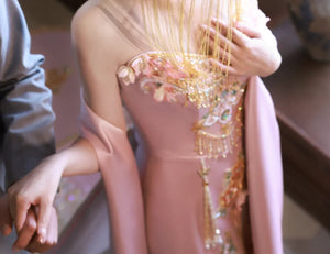 Jade Pool – Original New Chinese Style Evening Gown for Engagement & Elegant Toast Ceremonies - Yandan_Hanfu