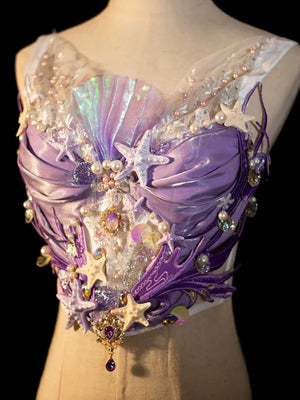 Purple Mermaid Princess Set – Handmade Ocean-Themed Corset & Tail Skirt for Beach Photography - Yandan_Hanfu