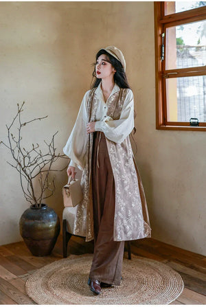 “Seventy-Two Haze” – New Chinese Blouse & High-Waisted Trousers | South-of-France Holiday Edition - Yandan_Hanfu