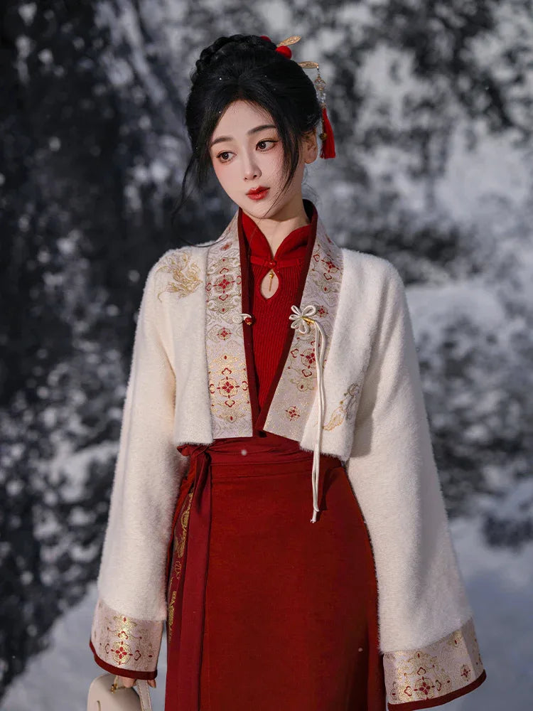 Red Brocade Hanfu Gown – Modern Chinese Dress for Engagement, Wedding Toast & Lunar New Year - Yandan_Hanfu