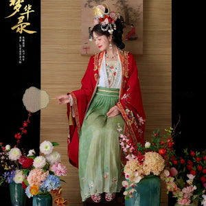 Red Song Dynasty Hanfu Chinese embroidery wedding clothes, happy marriage couple suit - Yandan_Hanfu