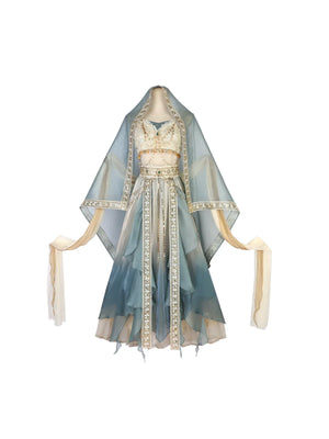 Lake blue Hanfu female Dunhuang Western Regions goddess ancient clothing summer - Yandan_Hanfu