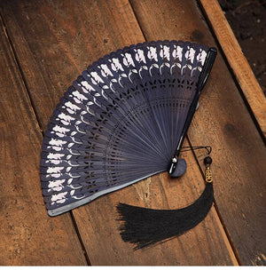 Folding fan female dance fan Hanfu Chinese style full bamboo fan - Yandan_Hanfu