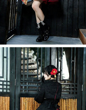 Lolita Chinese style cheongsam suspender skirt set - Yandan_Hanfu