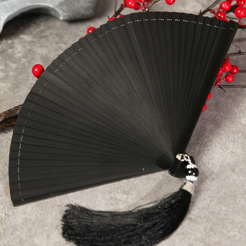 Abanico plegable de danza femenina, abanico de bambú completo estilo chino Hanfu