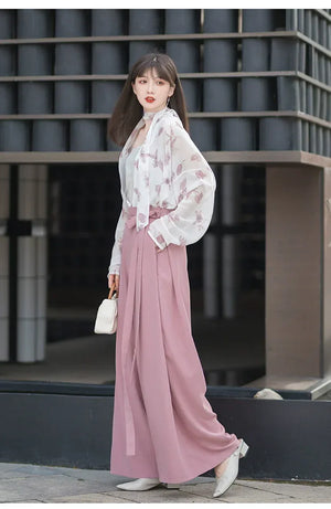 Three color Song style Modern Hanfu Short Shirt and Song Pants Hanfu Women's Summer - Yandan_Hanfu