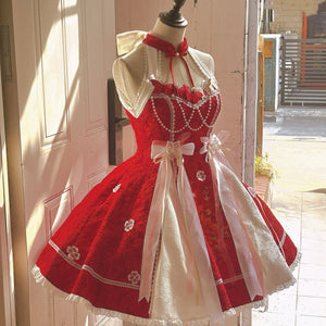 Chinese style pink lolita hanfu drunk fuchu Xiaoshan Qing Guofeng Han element dress - Yandan_Hanfu