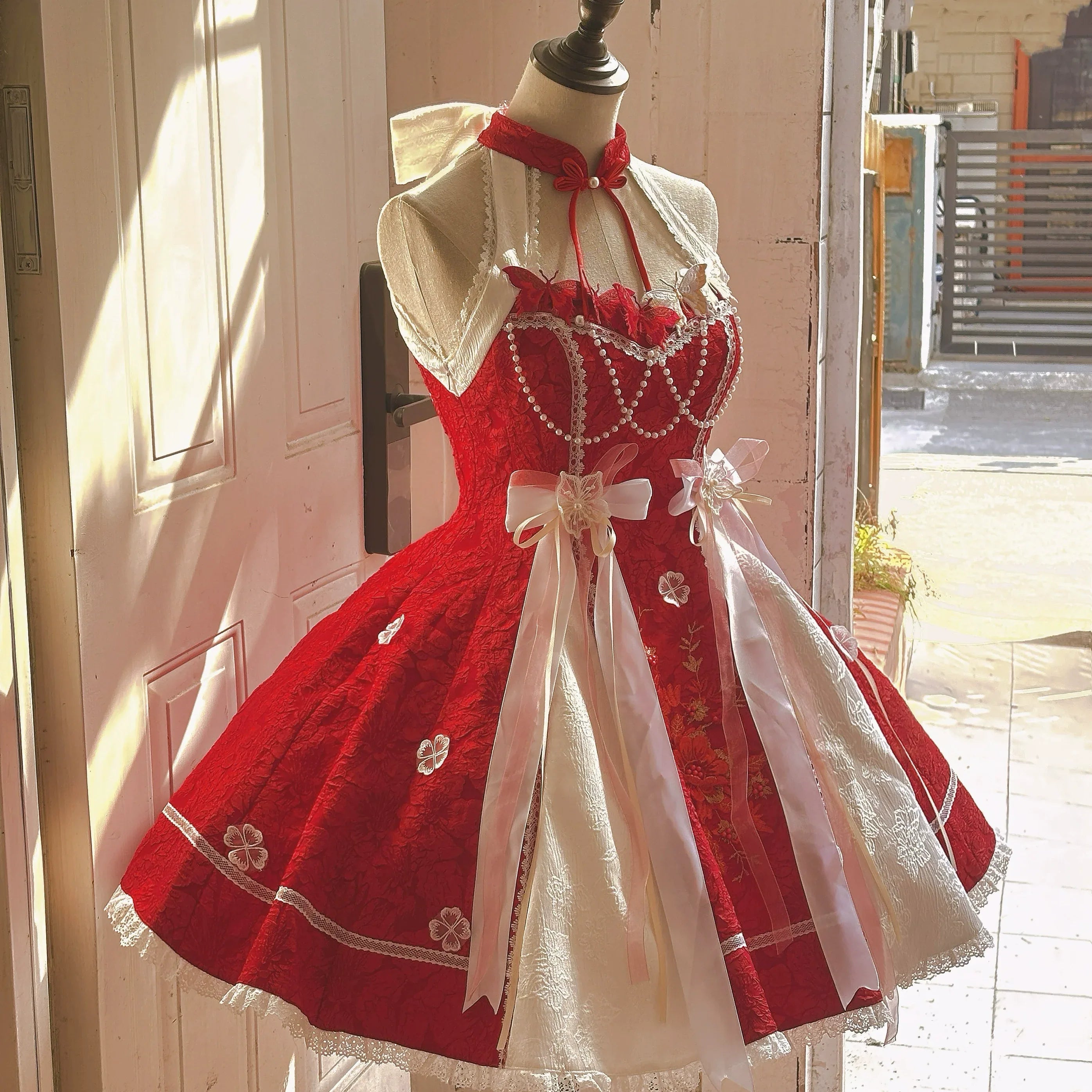 Chinese style pink lolita hanfu drunk fuchu Xiaoshan Qing Guofeng Han element dress - Yandan_Hanfu