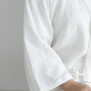 Chinese style pure white Hanfu lined robe homewear pajamas tops pajamas pure cotton - Yandan_Hanfu