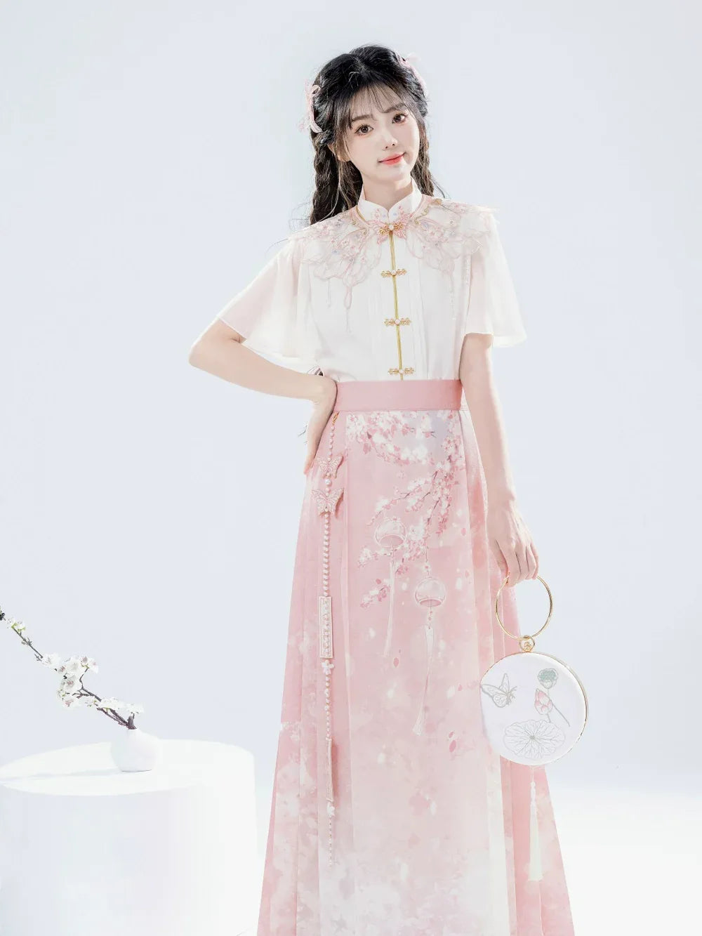 Modern Hanfu Summer Set – New Chinese Style Blouse with Horse-Face Skirt - Yandan_Hanfu