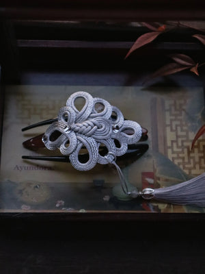 Realm of Grace – New Chinese Style Vintage Hair Claw | Elegant Tassel Shark Clip & Duckbill Barrette - Yandan_Hanfu