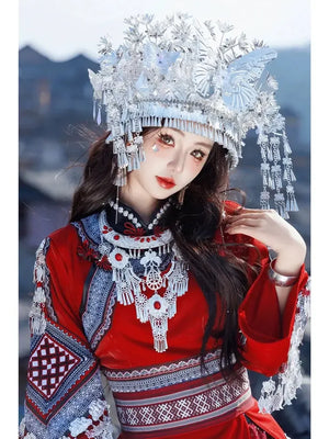 Miao Traditional Red Dress - Yandan_Hanfu