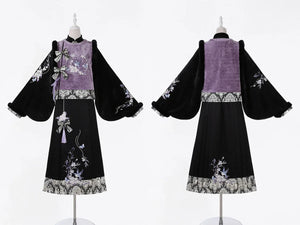 “Swallow’s Return” – Modern Hanfu Layered Vest & Skirt Set | Autumn-Winter Everyday Chinese Style - Yandan_Hanfu