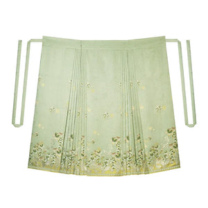 Sunshine Rose – Ming-Style Modern Hanfu Set | Embroidered Cloud-Shoulder Blouse & Floral Ma Mian Skirt - Yandan_Hanfu