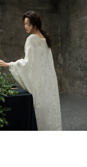100% Ramie Modern Chinese Dress – Zen-Inspired Summer Travel Maxi with Relaxed Silhouette - Yandan_Hanfu
