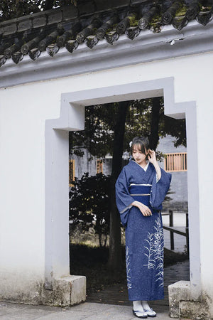 Blue Japanese kimono yukata vintage dress modified kimono - Yandan_Hanfu