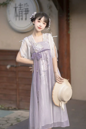 Purple daily Chinese style suspender skirt fairy style - Yandan_Hanfu
