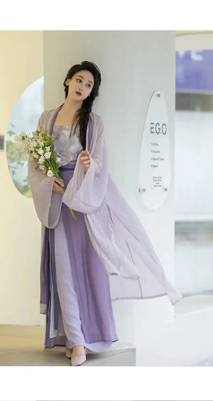 Monet Garden Pink Purple Oil Painting Sense Song Dress - Yandan_Hanfu